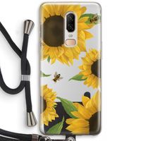 Sunflower and bees: OnePlus 6 Transparant Hoesje met koord