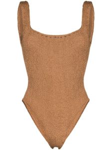 Hunza G maillot de bain à encolure carrée - Marron