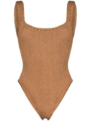 Hunza G maillot de bain à encolure carrée - Marron