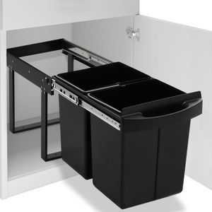 VidaXL Inbouwprullenbak uittrekbaar soft-close 48 l