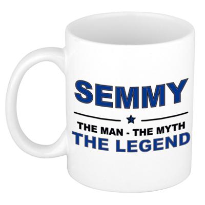 Semmy cadeau mok - man myth legend - naam koffiemok / beker - wit en blauw - 300 ml Semmy cadeau mok - man myth legend - naam koffiemok / beker - wit en blauw - 300 ml