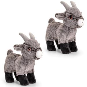 Pluche knuffel dier - 2x - geitje - grijs - 20 cm - Knuffelbeesten - Boerderij dieren