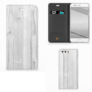 Huawei P10 Plus Book Wallet Case White Wood