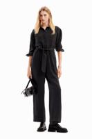 Lange effen jumpsuit - BLACK - S