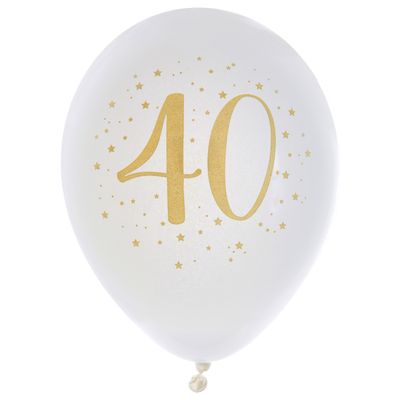 Verjaardag leeftijd ballonnen 40 jaar - 8x - wit/goud - 23 cm - Feestartikelen/versieringen Verjaardag leeftijd ballonnen 40 jaar - 8x - wit/goud - 23 cm - Feestartikelen/versieringen