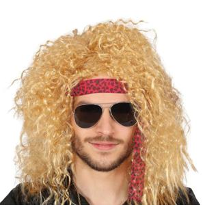 Carnaval verkleed pruik - hippie/rockster - blond - krullen - heren - foute party