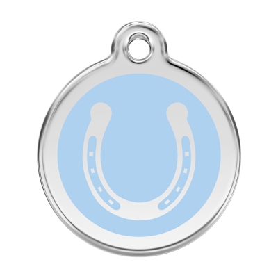 Horse Shoe Light Blue roestvrijstalen hondenpenning large/groot dia. 3,8 cm - Reddingo