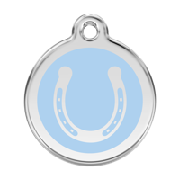 Horse Shoe Light Blue roestvrijstalen hondenpenning large/groot dia. 3,8 cm - Reddingo