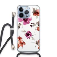 Geschilderde bloemen: iPhone 13 Pro Transparant Hoesje met koord