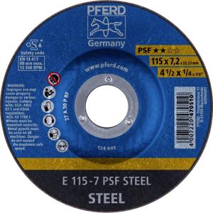 PFERD TOOLS 62011634 E 115-7 PSF STEEL Afbraamschijf gebogen Diameter 115 mm Boordiameter 22.23 mm Gietijzer, Staal, Gegoten staal 10 stuk(s)