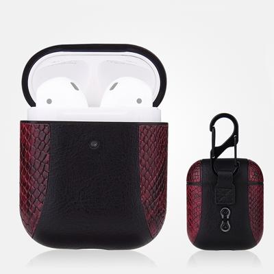 Kleur-matching flip-over lederen koptelefoon schokbestendige beschermende case voor Apple AirPods 1/2 (wijn rood)