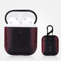 Kleur-matching flip-over lederen koptelefoon schokbestendige beschermende case voor Apple AirPods 1/2 (wijn rood)