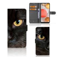 Samsung Galaxy A42 5G | Telefoonhoesje | Met pasjeshouder | Zwarte Kat