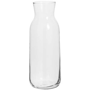 Karaf/schenkkan klein 0,7 liter van glas recht model met smalle hals   -
