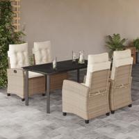 5-delige Tuinset met kussens poly rattan beige