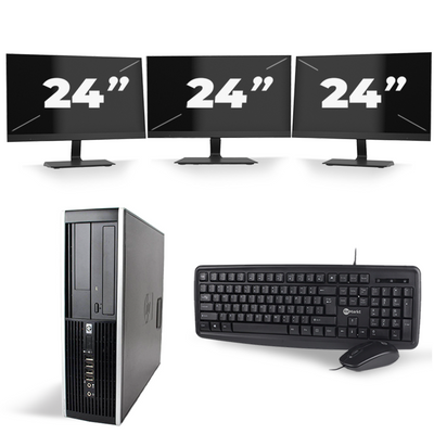 HP Compaq 8200 Elite SFF - Intel Core i7-2e Generatie - 16GB RAM - 256GB SSD - Windows 10 + 3x 24 inch Monitor
