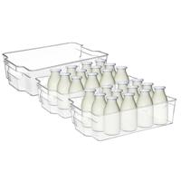 Koelkast/keuken organizer bak - 3x - transparant - kunststof - L31 x B21 x H9 cm - groente lade