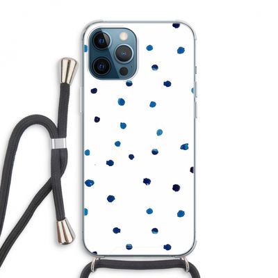 Blauwe stippen: iPhone 12 Pro Max Transparant Hoesje met koord
