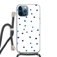 Blauwe stippen: iPhone 12 Pro Max Transparant Hoesje met koord