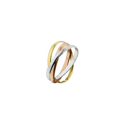 Tricolor Gouden Trinity Ring - Wit, Rosé en Geelgoud