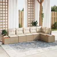 6-delige tuinset met kussens - Beige Poly Rattan en Acacia