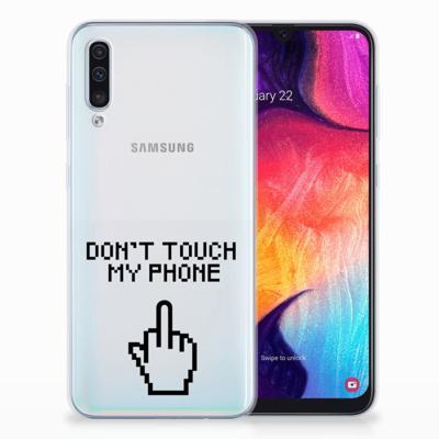 Samsung Galaxy A50 Silicone-hoesje Finger Don't Touch My Phone Samsung Galaxy A50 Silicone-hoesje Finger Don't Touch My Phone