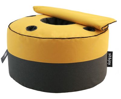 Poef 'Duo Rondo Extra' Mustard - Geel - Weerbestendig - Sit&Joy