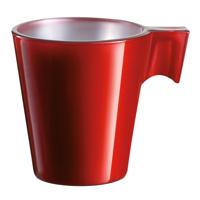 1x Lumicarc Espresso kopjes - rood metallic - koffiekopjes van 80 ml - 6 x 5.5 cm