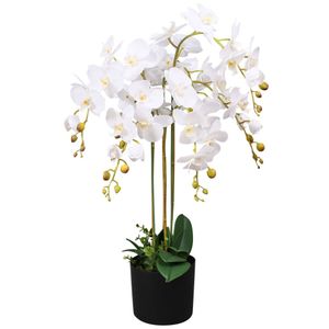 VidaXL Kunstplant met pot orchidee 75 cm wit