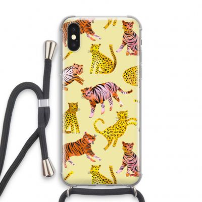 Cute Tigers and Leopards: iPhone XS Transparant Hoesje met koord