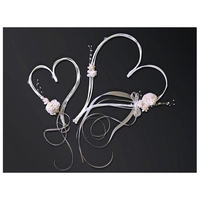Trouwauto decoratie harten - Bruiloft - creme - 2x stuks - 19-30 cm