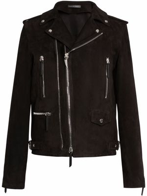 Giuseppe Zanotti veste de moto en daim - Noir