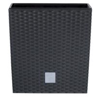 Prosperplast Plantenpot Rato - rotan look - bloempot met binnenpot - antraciet - 20x20x20 cm - kunst