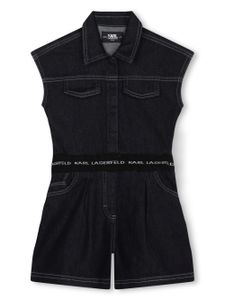 Karl Lagerfeld Kids combishort en jean à bande logo - Noir