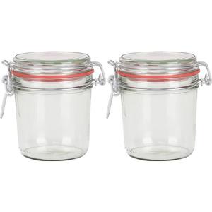 Weckpot/inmaakpot - 2x - glas - 400 ml - met beugelsluiting - transparant