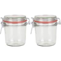 Weckpot/inmaakpot - 2x - glas - 400 ml - met beugelsluiting - transparant