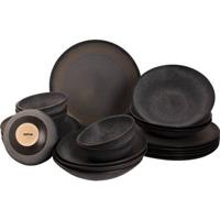 Palmer Serviesset Houston Stoneware 6-persoons 24-delig Zwart Grijs - thumbnail