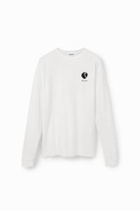 Oversized T-shirt met yin en yang - WHITE - L