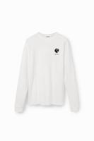 Oversized T-shirt met yin en yang - WHITE - S