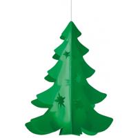 Hangdecoratie kerstboom - groen - 35 cm - brandvertragend papier - kerstversiering