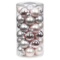 Kerstballen - klein formaat - 30x st - lichtroze - D4 cm - glas - glans en mat