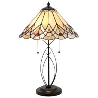 HAES DECO - Tiffany Tafellamp Geel, Bruin Ø 40x60 cm Fitting E27 / Lamp max 2x60W - thumbnail