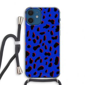 Blue Leopard: iPhone 12 mini Transparant Hoesje met koord
