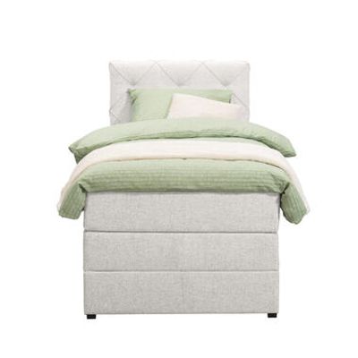 Boxspring met opbergruimte Liv geruit - ecru - 90x200 cm - Leen Bakker