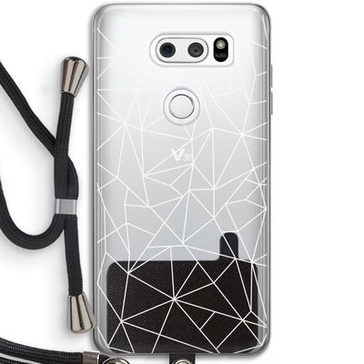 Geometrische lijnen wit: LG V30 Transparant Hoesje met koord
