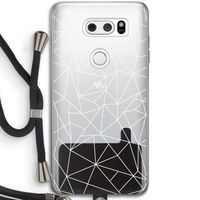 Geometrische lijnen wit: LG V30 Transparant Hoesje met koord