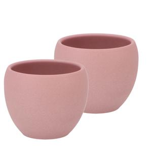 DK Design Bloempot/plantenpot - 2x - Vinci - lichtroze mat - voor kamerplant - D11 x H14 cm