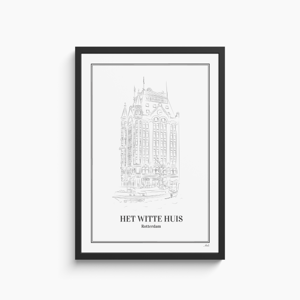 Poster Het Witte Huis - Rotterdam Met Lijst A4 (21 x 30cm)