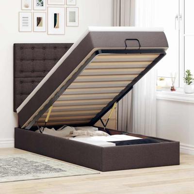 Bed met matras 100x200 cm stof donkerbruin