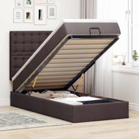 Bed met matras 100x200 cm stof donkerbruin